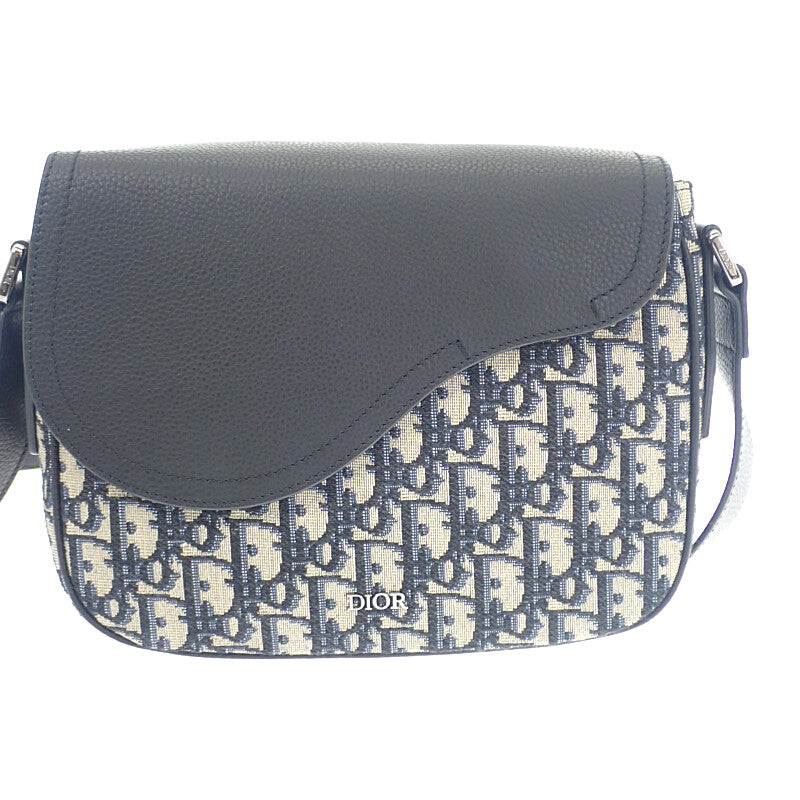 ディオール Dior サドル スモールメッセンジャー 1DME133YKS_H27E ショルダーバッグ カーフ ファブリック ブラック レディース メンズ【中古】【Aランク】