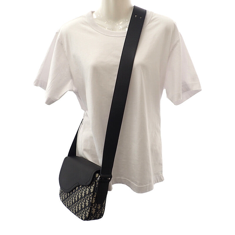 ディオール Dior サドル スモールメッセンジャー 1DME133YKS_H27E ショルダーバッグ カーフ ファブリック ブラック レディース メンズ【中古】【Aランク】