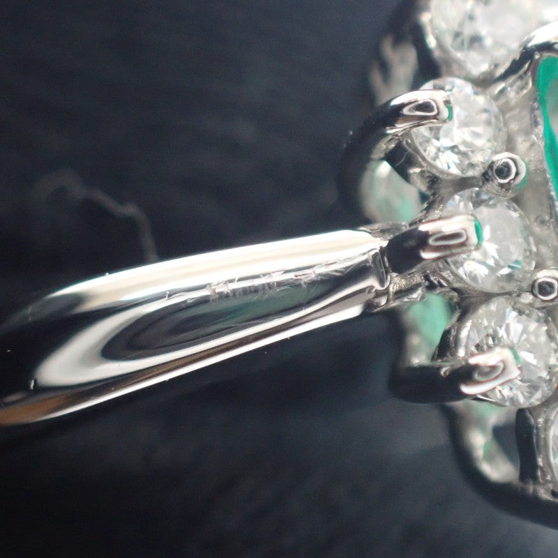 デザインジュエリー エメラルド 14号 リング Pt1000プラチナ グリーン エメラルド ダイヤモンド レディース【中古】【Aランク】