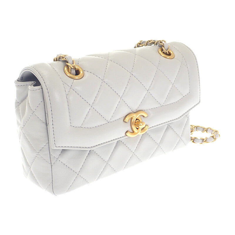 シャネル CHANEL ミニフラップ AS5258_B19389_NADOF ショルダーバッグ ラムスキン グレー ゴールド金具 レディース【中古】【Aランク】