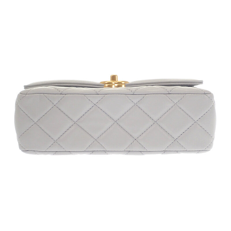 シャネル CHANEL ミニフラップ AS5258_B19389_NADOF ショルダーバッグ ラムスキン グレー ゴールド金具 レディース【中古】【Aランク】