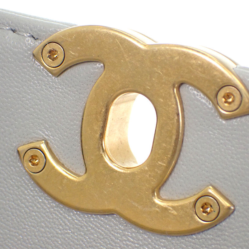 シャネル CHANEL ミニフラップ AS5258_B19389_NADOF ショルダーバッグ ラムスキン グレー ゴールド金具 レディース【中古】【Aランク】