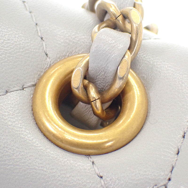 シャネル CHANEL ミニフラップ AS5258_B19389_NADOF ショルダーバッグ ラムスキン グレー ゴールド金具 レディース【中古】【Aランク】