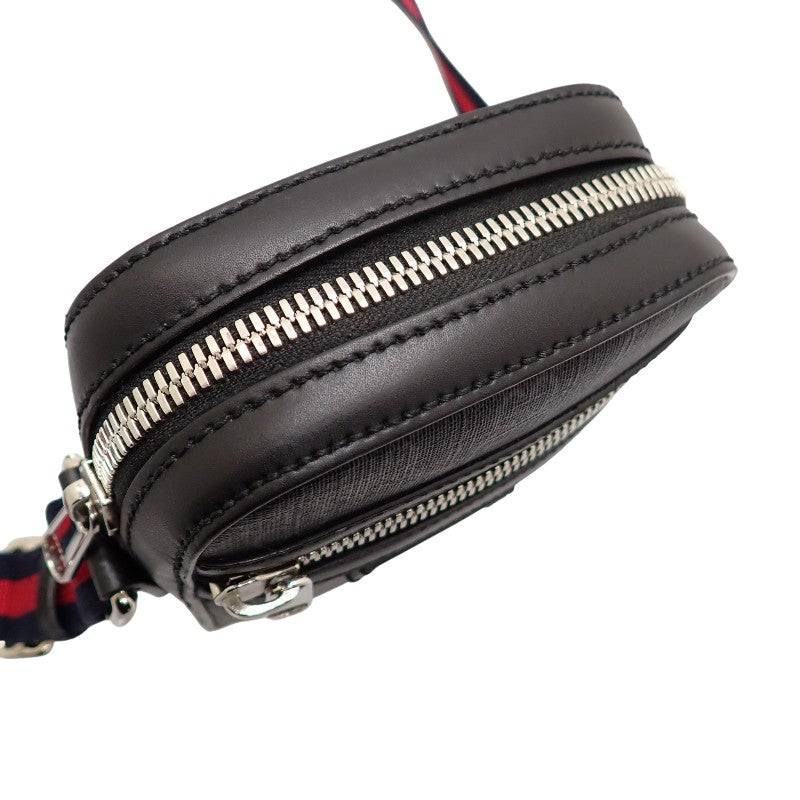 グッチ GUCCI GGスプリーム ミニショルダーバッグ 682357 K5RLN 1095 ショルダーバッグ GGスプリームキャンバス レザー ブラック シルバー金具 メンズ レディース ユニセックス【中古】【Aランク】