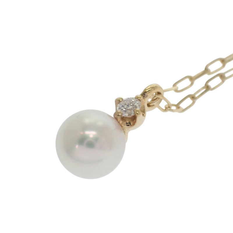 ミキモト MIKIMOTO パール ペンダント PP-20495K ネックレス K18イエローゴールド アコヤ真珠 ホワイト ダイヤモンド レディース【中古】【Aランク】