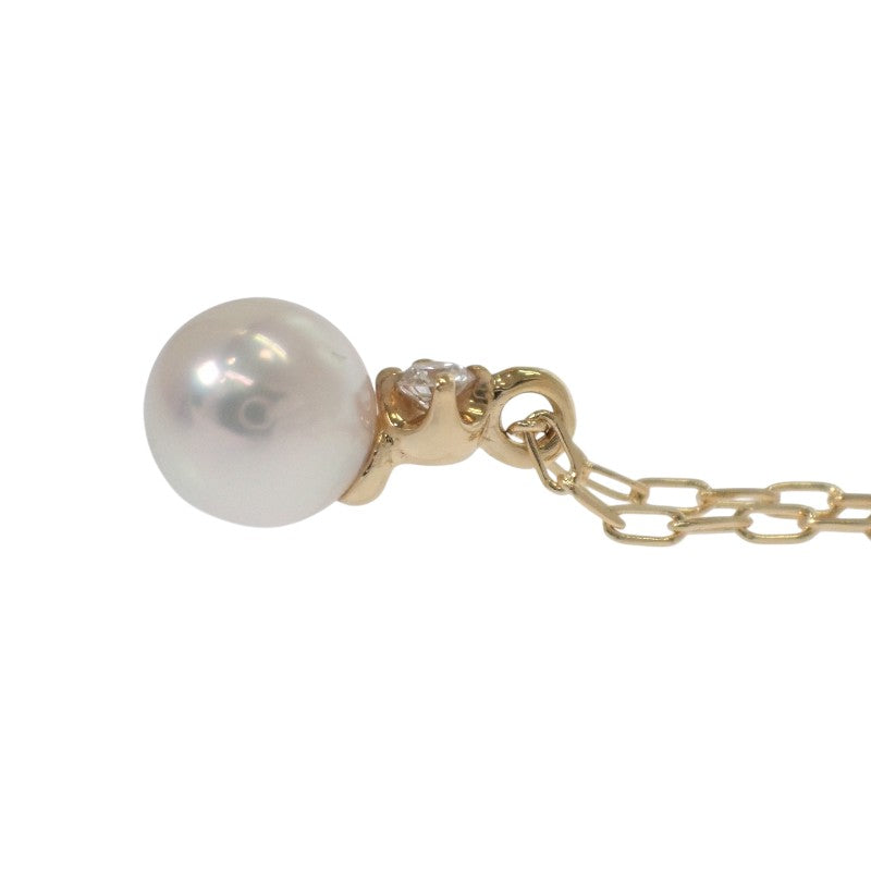 ミキモト MIKIMOTO パール ペンダント PP-20495K ネックレス K18イエローゴールド アコヤ真珠 ホワイト ダイヤモンド レディース【中古】【Aランク】