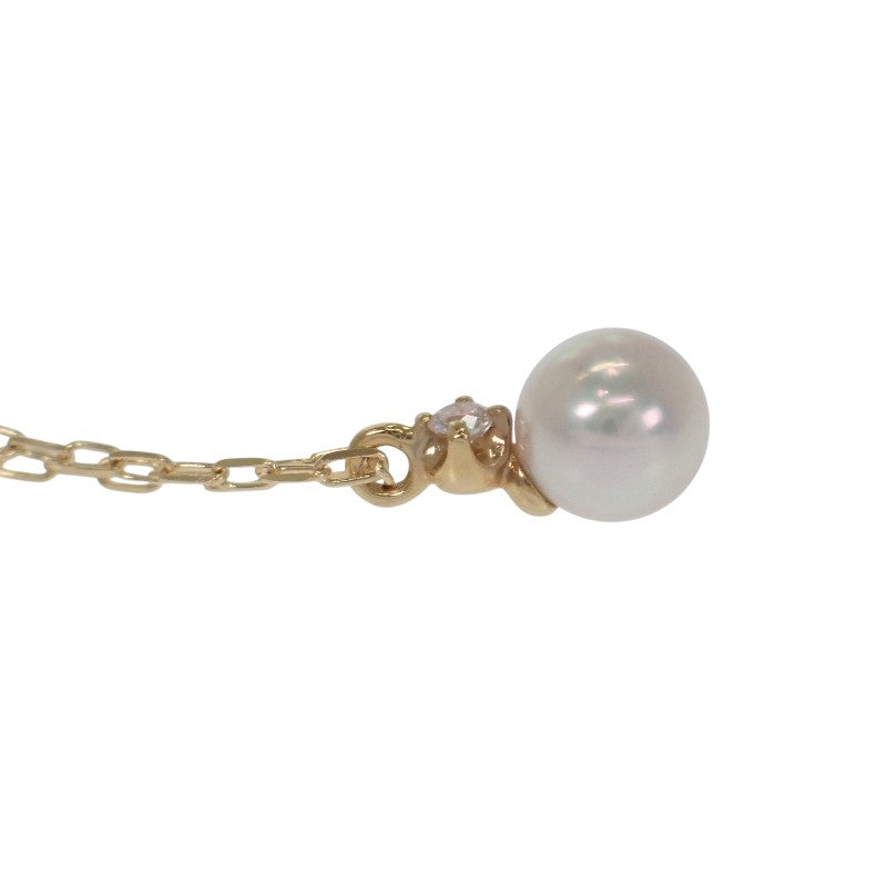 ミキモト MIKIMOTO パール ペンダント PP-20495K ネックレス K18イエローゴールド アコヤ真珠 ホワイト ダイヤモンド レディース【中古】【Aランク】