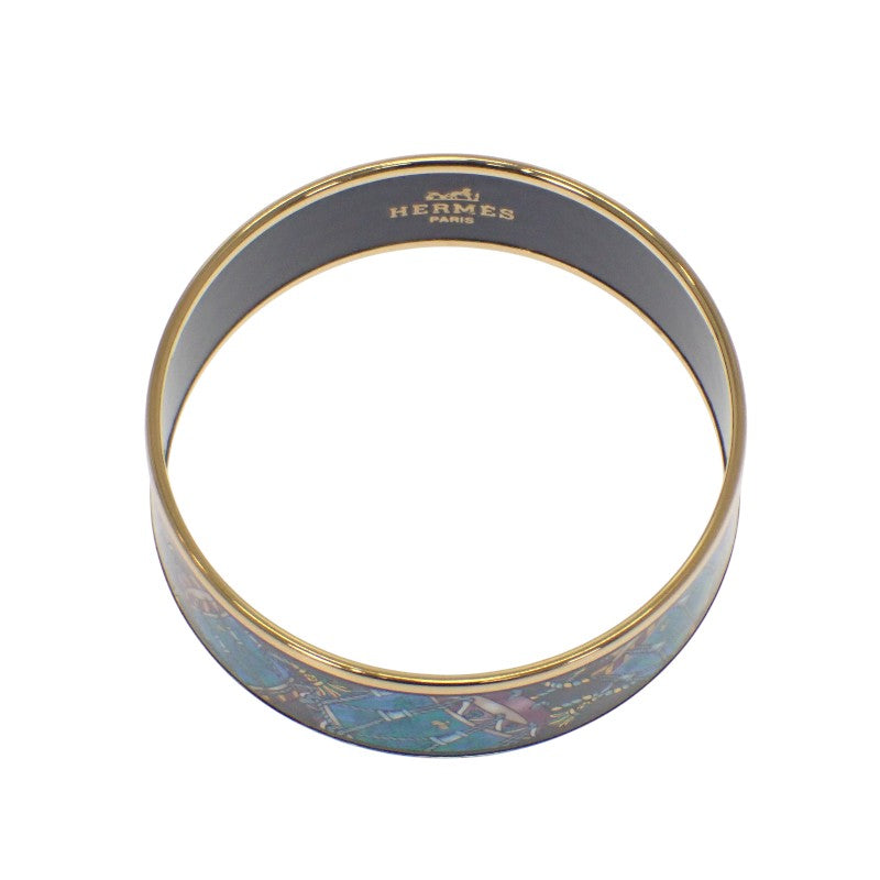 エルメス HERMES エマイユGM バングル 七宝 ブラック ブルー ゴールド