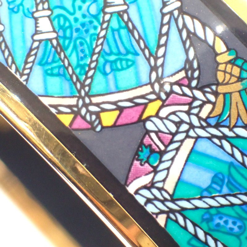 エルメス HERMES エマイユGM バングル 七宝 ブラック ブルー ゴールド金具 レディース【中古】【ABランク】