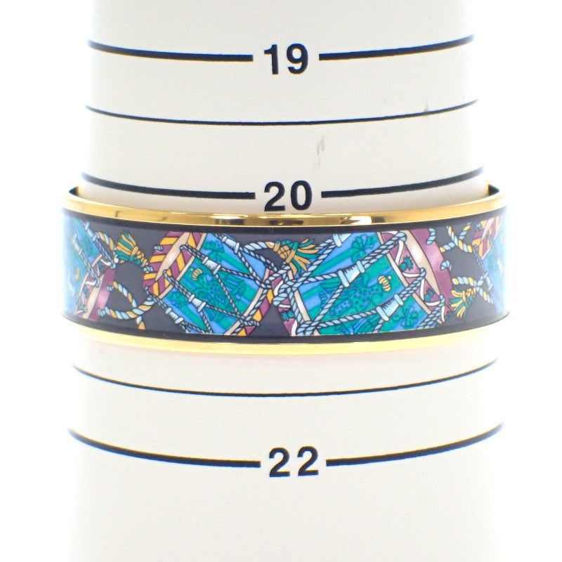 エルメス HERMES エマイユGM バングル 七宝 ブラック ブルー ゴールド金具 レディース【中古】【ABランク】