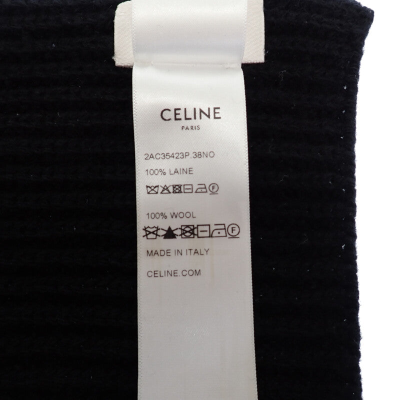 セリーヌ CELINE ニット 2AC35423P.38NO マフラー ウール ブラック レディース メンズ【中古】【ABランク】
