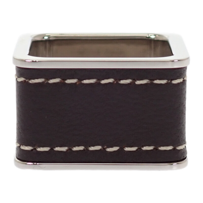 エルメス HERMES ボルデュック H603693S 02 スカーフリング メタル レザー シルバー ブラウン レディース【中古】【Aランク】