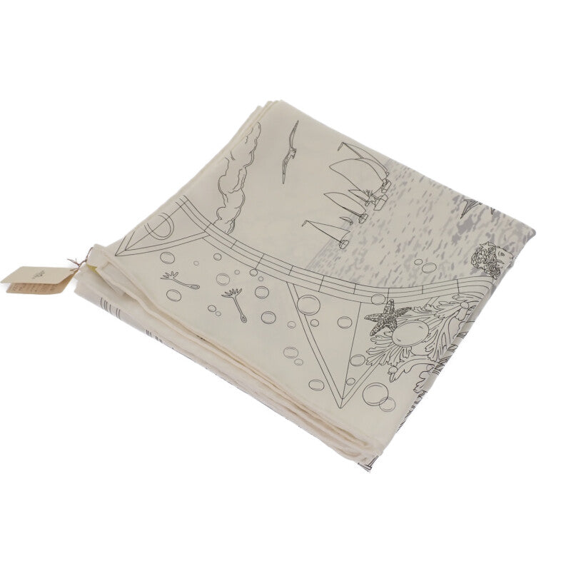 エルメス HERMES カレ90 Hermes Flagship エルメス フラッグシップ スカーフ シルク ホワイト レディース【中古】【SAランク】