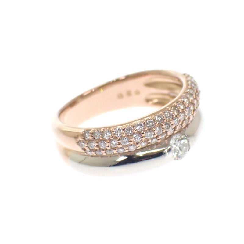 デザインジュエリー パヴェ 10号 リング K18ピンクゴールド Pt900プラチナ ダイヤモンド レディース【中古】【Aランク】