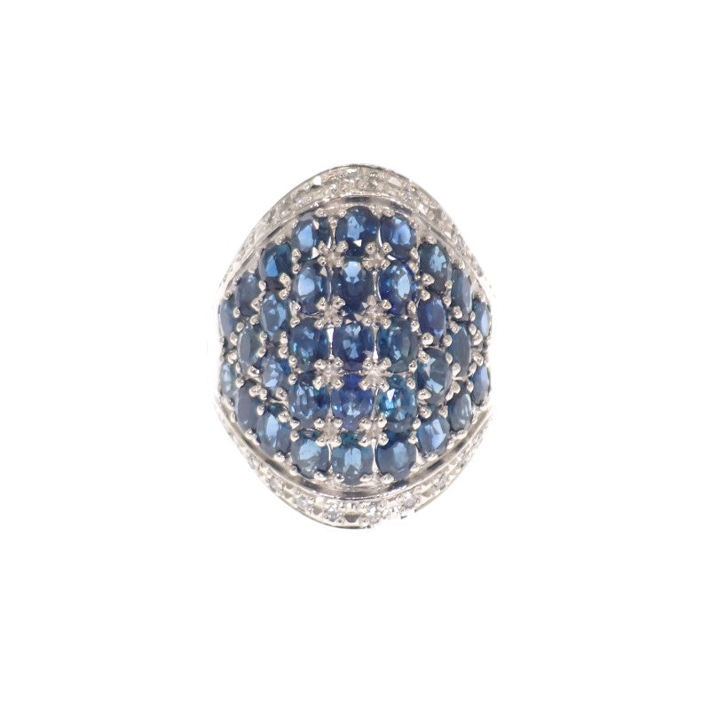 デザインジュエリー Pt900 16号 リング Pt900プラチナ ブルー シルバー サファイヤ ダイヤモンド レディース【中古】【Aランク】