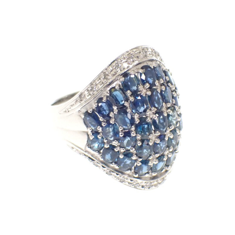 デザインジュエリー Pt900 16号 リング Pt900プラチナ ブルー シルバー サファイヤ ダイヤモンド レディース【中古】【Aランク】