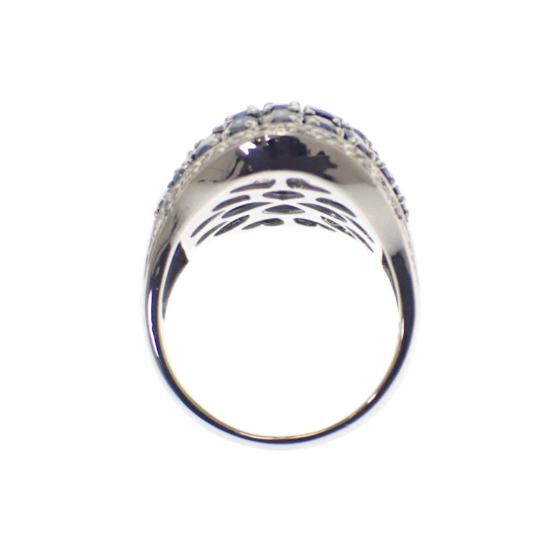 デザインジュエリー Pt900 16号 リング Pt900プラチナ ブルー シルバー サファイヤ ダイヤモンド レディース【中古】【Aランク】