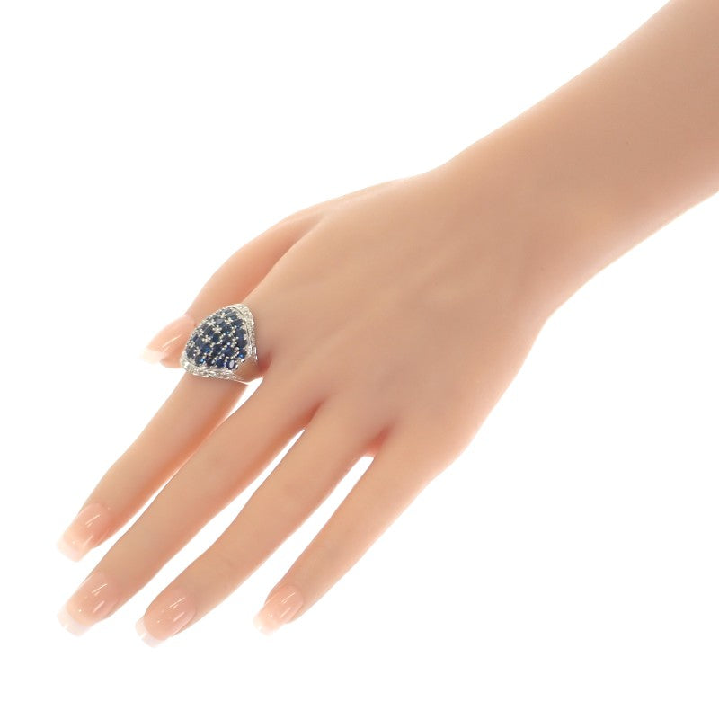 デザインジュエリー Pt900 16号 リング Pt900プラチナ ブルー シルバー サファイヤ ダイヤモンド レディース【中古】【Aランク】