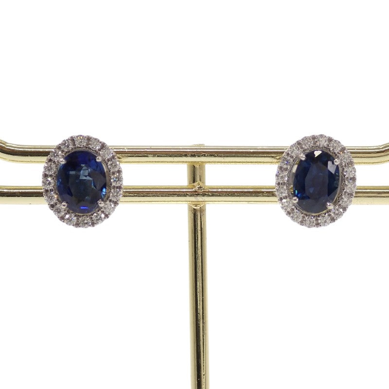 デザインジュエリー オーバル ピアス Pt900プラチナ サファイア ダイヤモンド レディース【中古】【Aランク】