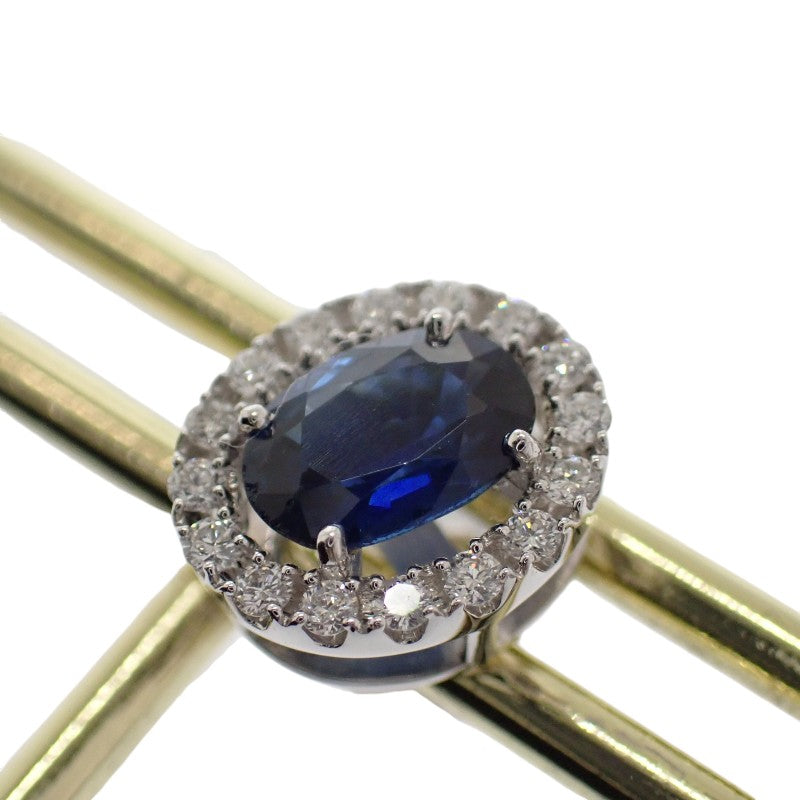 デザインジュエリー オーバル ピアス Pt900プラチナ サファイア ダイヤモンド レディース【中古】【Aランク】