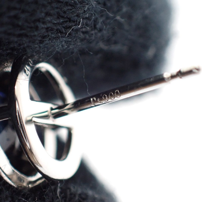 デザインジュエリー オーバル ピアス Pt900プラチナ サファイア ダイヤモンド レディース【中古】【Aランク】