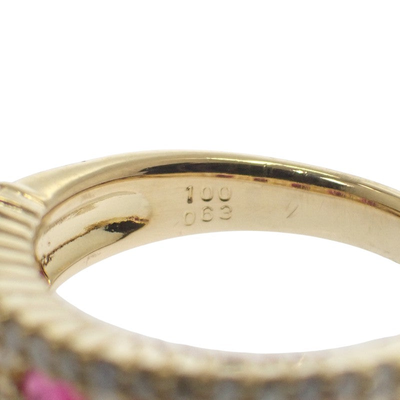 デザインジュエリー 11号 リング K18イエローゴールド ルビー ダイヤモンド レディース【中古】【Aランク】