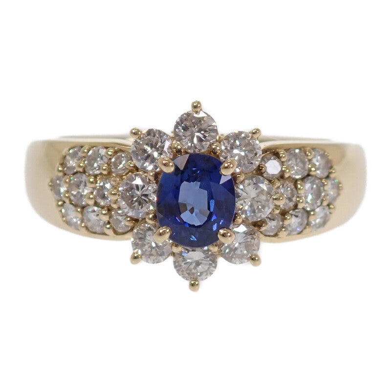 デザインジュエリー サファイア 11.5号 リング K18イエローゴールド ブルー ゴールド サファイア ダイヤモンド レディース【中古】【Aランク】