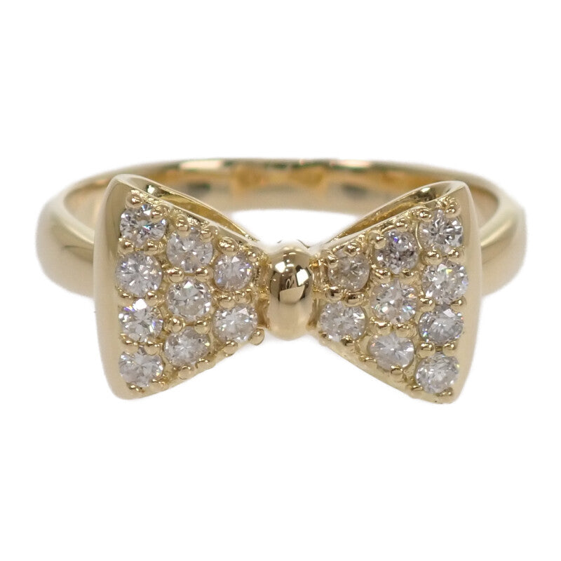 デザインジュエリー リボン 11号 リング K18イエローゴールド ダイヤモンド レディース【中古】【Aランク】