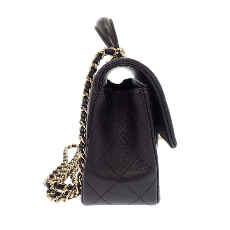 シャネル CHANEL トップハンドル ミニフラップ AS2431_B06660_94305 ショルダーバッグ ラムスキン ブラック ゴールド金具 レディース【中古】【ABランク】