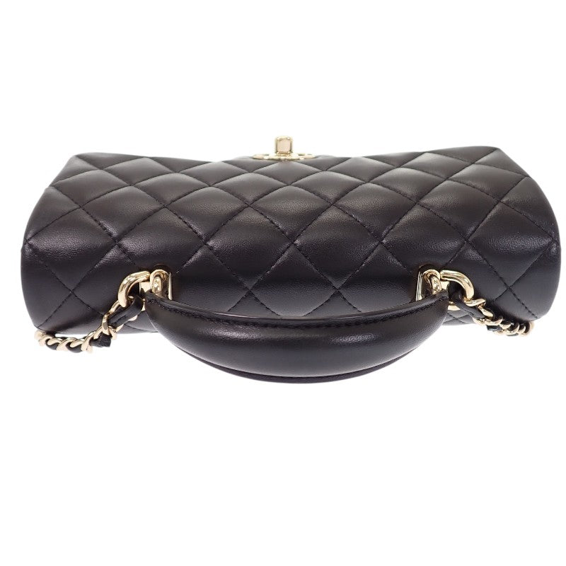 シャネル CHANEL トップハンドル ミニフラップ AS2431_B06660_94305 ショルダーバッグ ラムスキン ブラック ゴールド金具 レディース【中古】【ABランク】