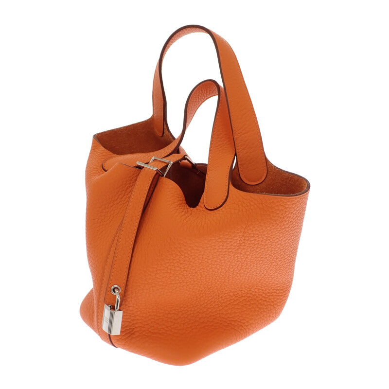 エルメス HERMES ピコタンロックPM ハンドバッグ トリヨンクレマンス オレンジ シルバー金具 レディース【中古】【Aランク】