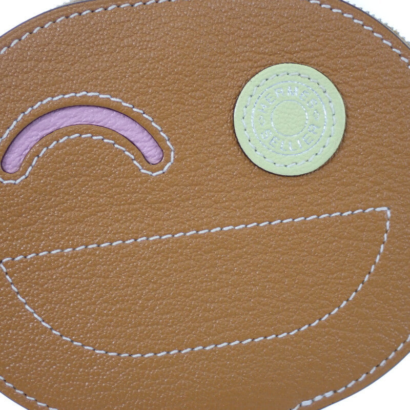 HERMES In the Loop Wink H083153CJA Coin Purse Leather Caramel Brown Silver Hardware Women's Unisex [Used] [A Rank]