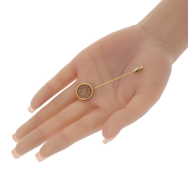 エルメス HERMES セリエ シェル ピン ブローチ メタル シェル ゴールド ブラウン メンズ レディース【中古】【ABランク】