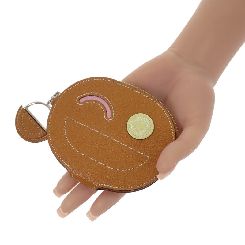 HERMES In the Loop Wink H083153CJA Coin Purse Leather Caramel Brown Silver Hardware Women's Unisex [Used] [A Rank]