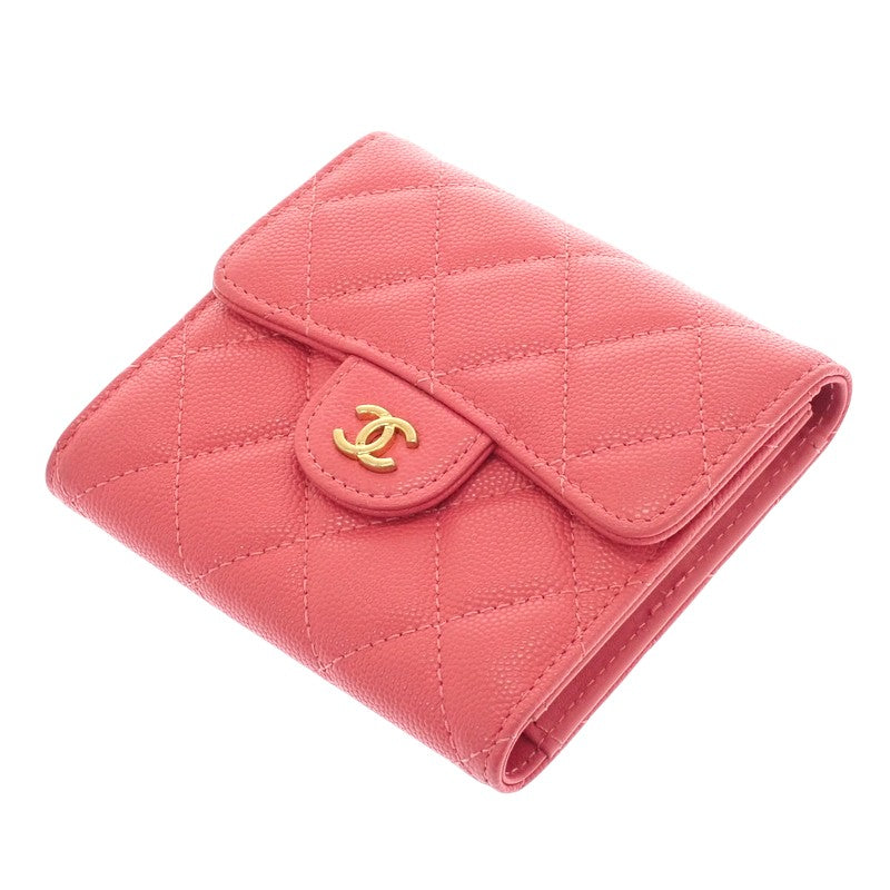 シャネル CHANEL クラシックフラップウォレット AP0231 三つ折り財布 キャビアスキン ピンク ゴールド金具 レディース【中古】【ABランク】