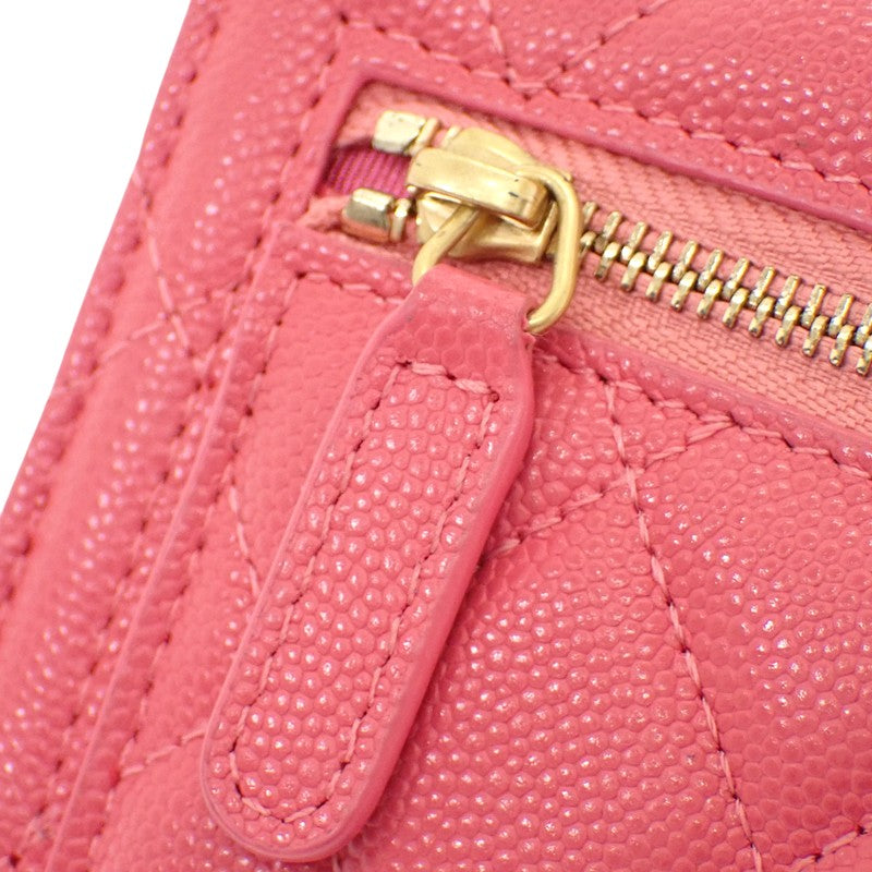 シャネル CHANEL クラシックフラップウォレット AP0231 三つ折り財布 キャビアスキン ピンク ゴールド金具 レディース【中古】【ABランク】