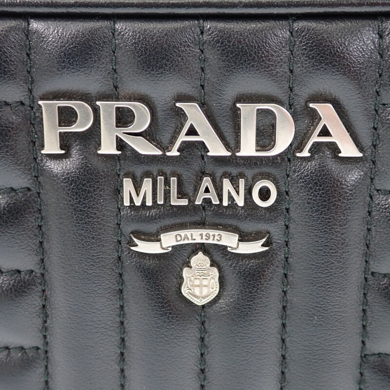 プラダ PRADA ダイアグラム ショルダー 1BH084_2D91_V_COI ショルダーバッグ カーフスキン ブラック シルバー金具 レディース【中古】【Aランク】