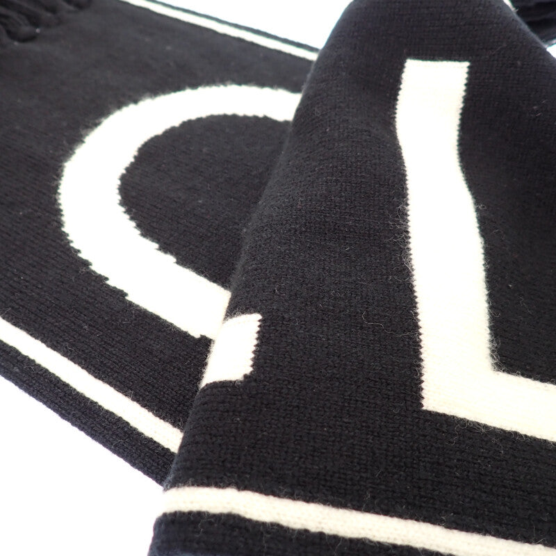 セリーヌ CELINE ロゴ フリンジ 2A95Q227O.38OW マフラー ウール カシミヤ ブラック レディース メンズ【中古】【ABランク】