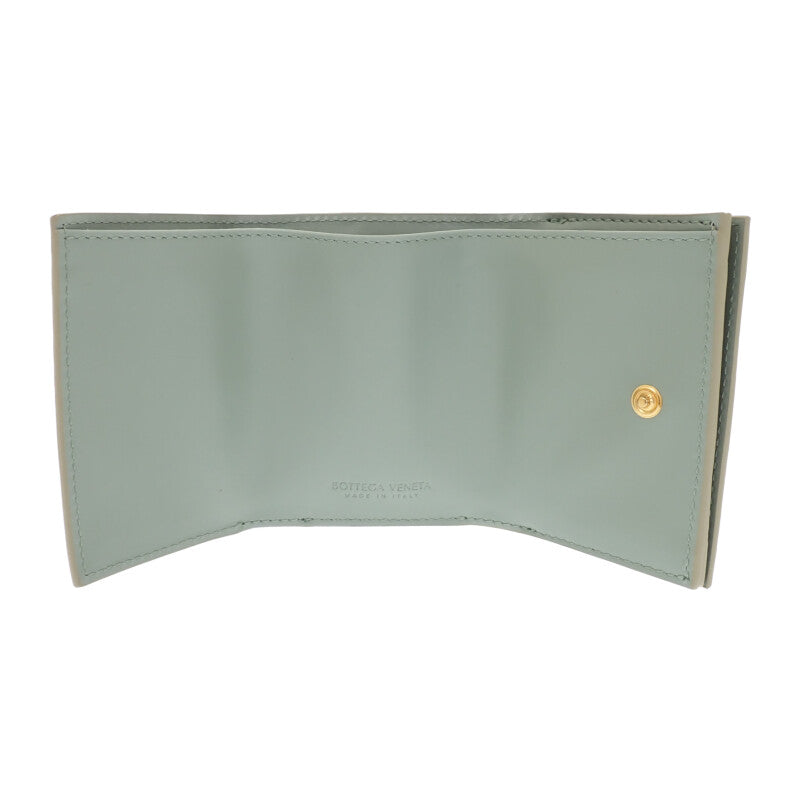 ボッテガヴェネタ BOTTEGA VENETA タイニー 三つ折りウォレット 751156VCPP68369 三つ折り財布 イントレチャート トラバーチン ニューセージ ゴールド金具 レディース メンズ【中古】【Aランク】