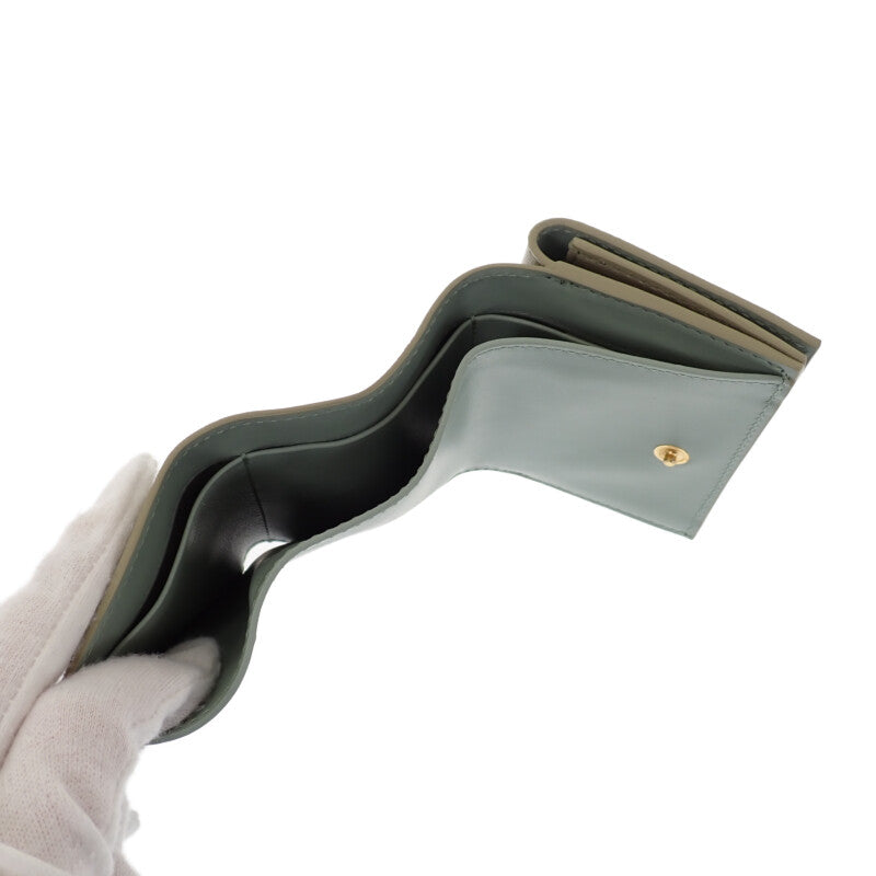 ボッテガヴェネタ BOTTEGA VENETA タイニー 三つ折りウォレット 751156VCPP68369 三つ折り財布 イントレチャート トラバーチン ニューセージ ゴールド金具 レディース メンズ【中古】【Aランク】