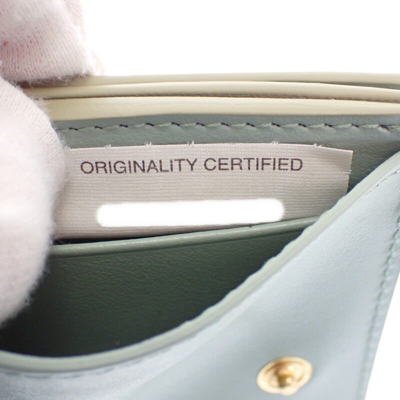 ボッテガヴェネタ BOTTEGA VENETA タイニー 三つ折りウォレット 751156VCPP68369 三つ折り財布 イントレチャート トラバーチン ニューセージ ゴールド金具 レディース メンズ【中古】【Aランク】