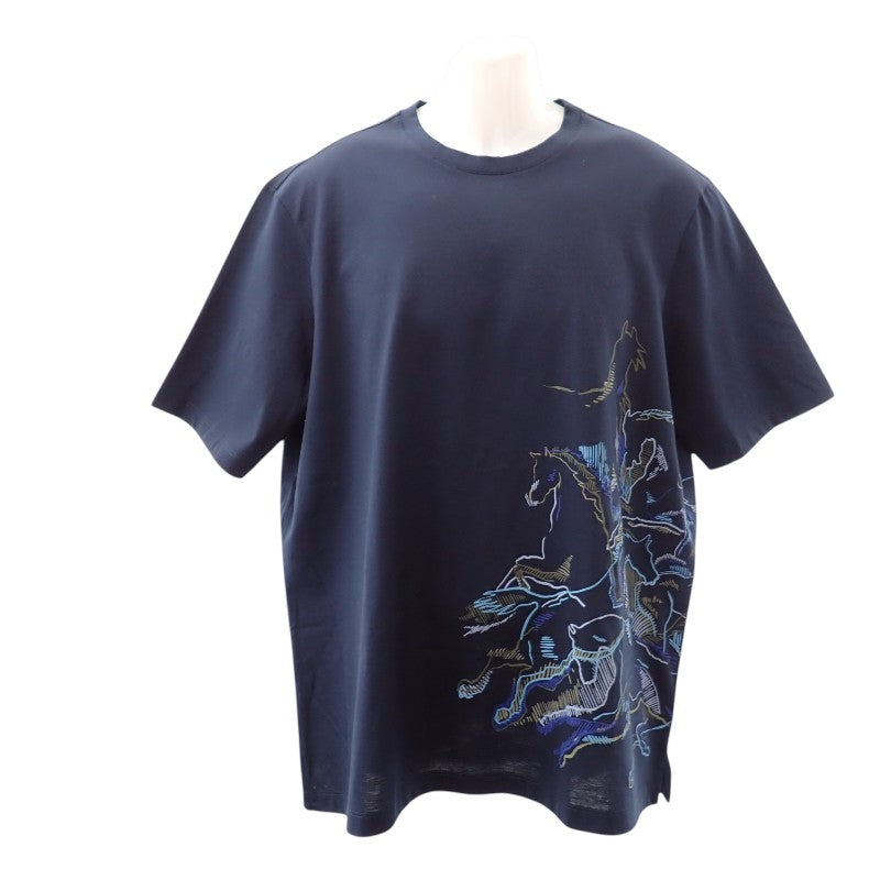 エルメス HERMES カヴァルカード L 半袖Ｔシャツ コットン ネイビー メンズ【中古】【Aランク】
