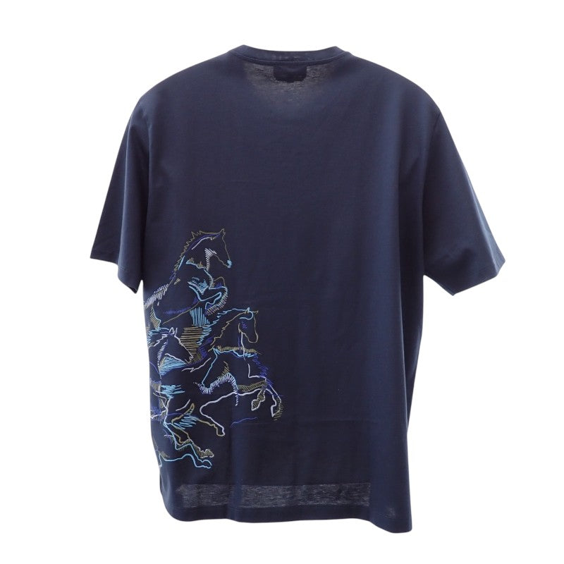 エルメス HERMES カヴァルカード L 半袖Ｔシャツ コットン ネイビー メンズ【中古】【Aランク】
