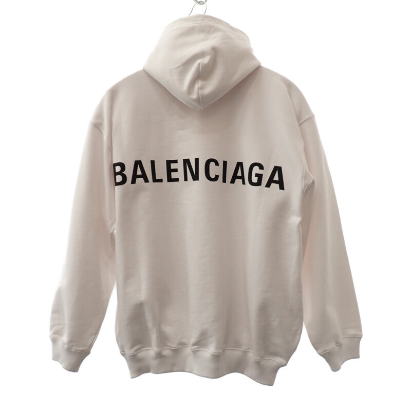 バレンシアガ BALENCIAGA オーバーサイズ フーディ プルオーバー M 556143TAV379000 パーカー コットン ホワイト メンズ レディース【中古】【Aランク】