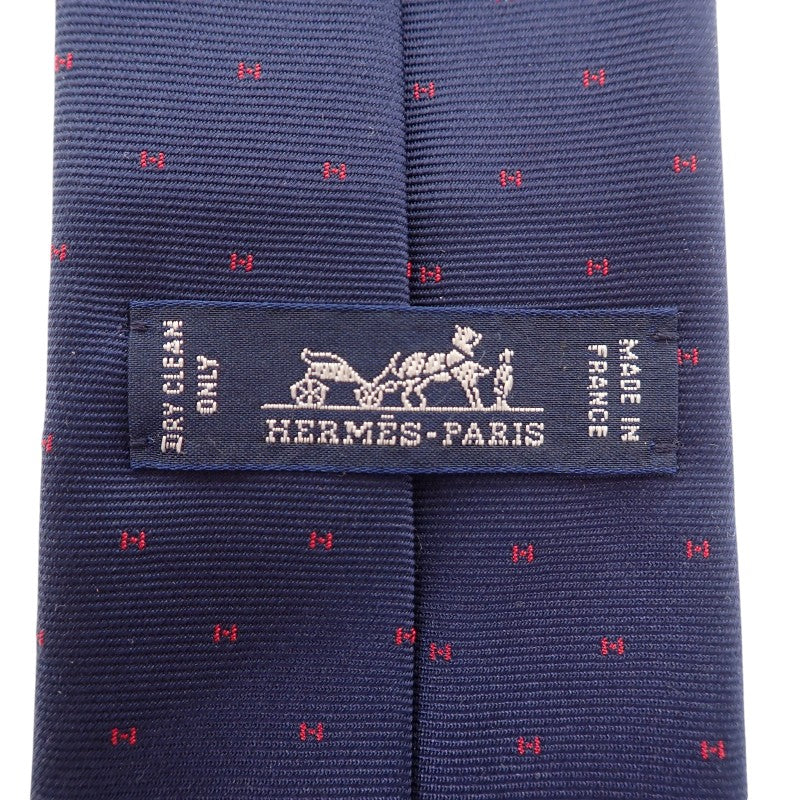 エルメス HERMES マグニファイングH H334161T 03 ネクタイ シルク ネイビー メンズ【中古】【Aランク】