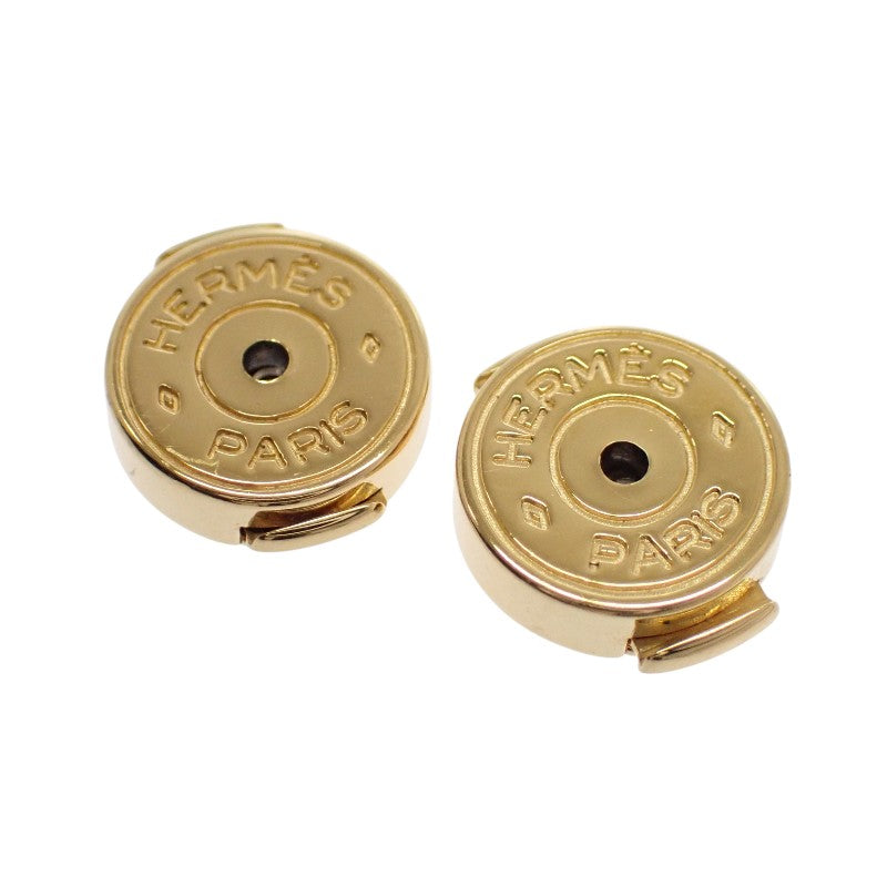 エルメス HERMES カージュドアッシュ Hキューブ H604005F ピアス メタル ブラック ゴールド金具 レディース【中古】【ABランク】