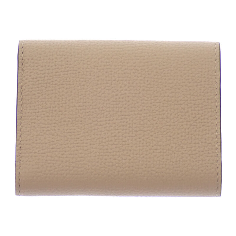 ロエベ LOEWE アナグラム トライフォールド コンパクトウォレット C821TR2X16 三つ折り財布 ペブルグレインカーフ サンド ベージュ系 シルバー金具 レディース【中古】【Aランク】