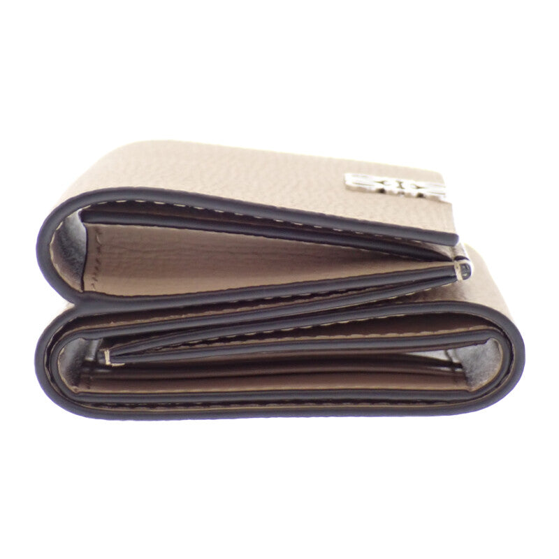 ロエベ LOEWE アナグラム トライフォールド コンパクトウォレット C821TR2X16 三つ折り財布 ペブルグレインカーフ サンド ベージュ系 シルバー金具 レディース【中古】【Aランク】