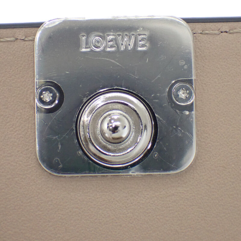 ロエベ LOEWE アナグラム トライフォールド コンパクトウォレット C821TR2X16 三つ折り財布 ペブルグレインカーフ サンド ベージュ系 シルバー金具 レディース【中古】【Aランク】