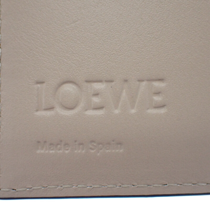 ロエベ LOEWE アナグラム トライフォールド コンパクトウォレット C821TR2X16 三つ折り財布 ペブルグレインカーフ サンド ベージュ系 シルバー金具 レディース【中古】【Aランク】